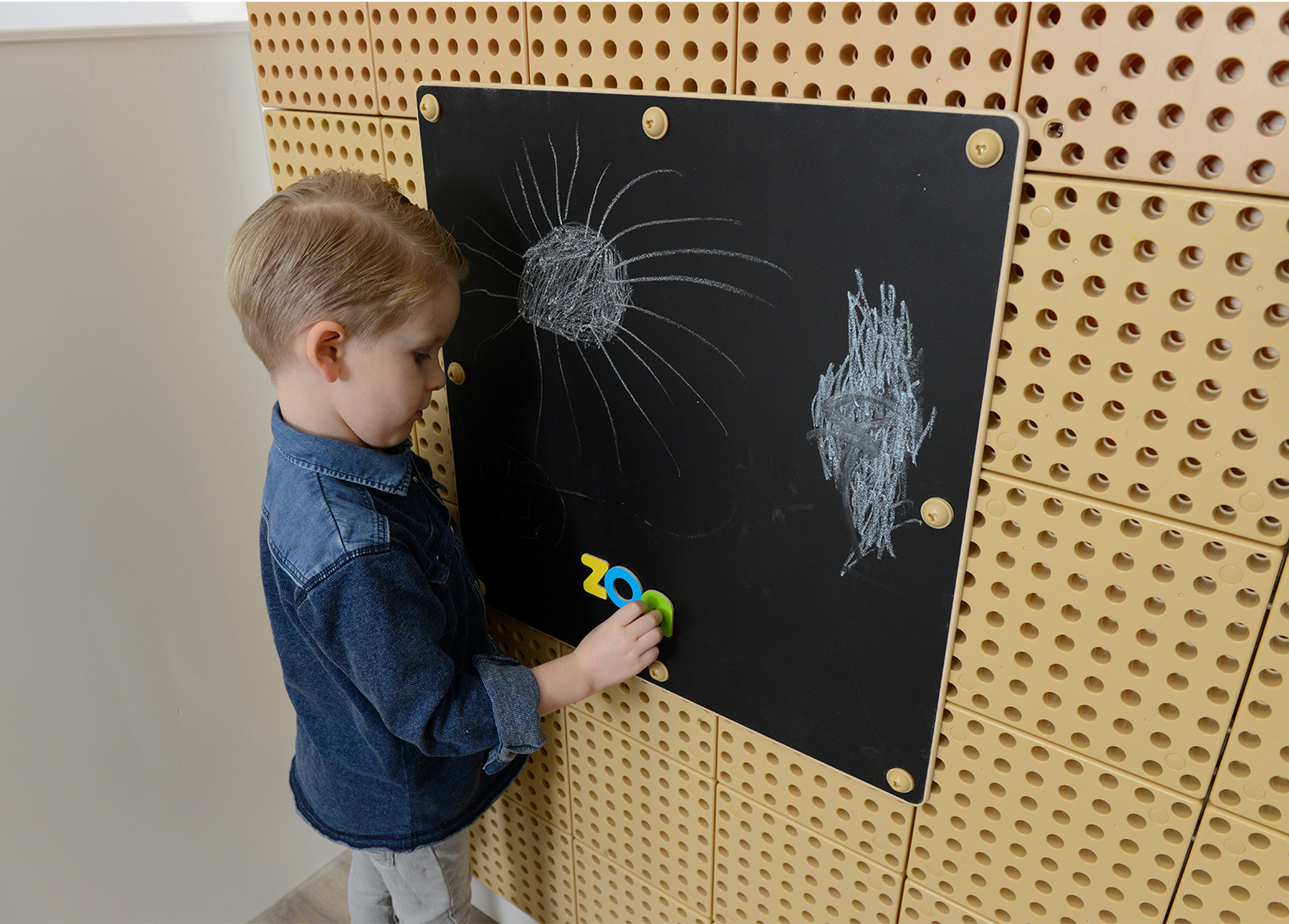 548H x 548L Double Sided Magnetic Chalk Board and Plain Wood Panel